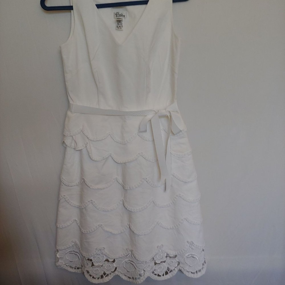 Lilly Pulitzer sleeveless white lacy eyelet scalloped dress size 4